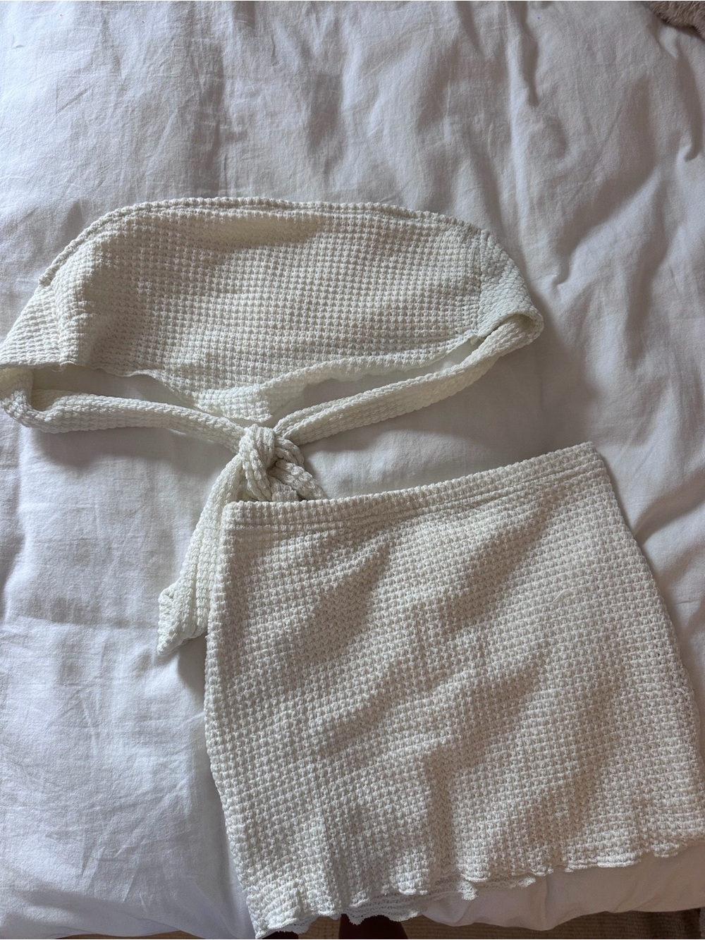 Waffle Knit Skirt and Top Set